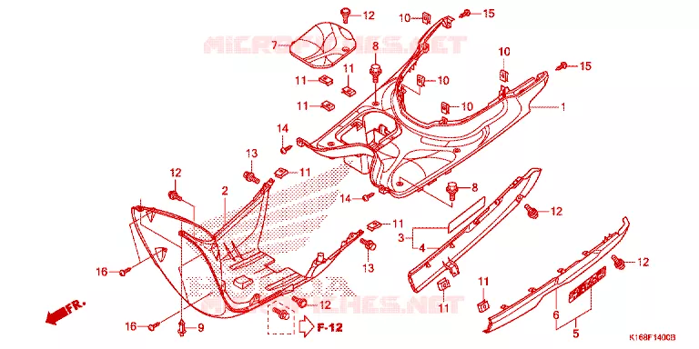 ZIJDE ROK/MIDDEN AFDEKKING Honda SCOOTER 110 SCOOPY 2014  ACF110SFE_3TH