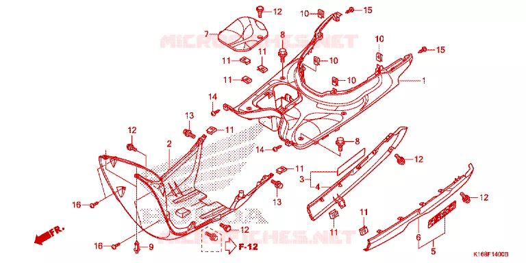 ZIJDE ROK/MIDDEN AFDEKKING Honda SCOOTER 110 SCOOPY 2015  ACF110SFF