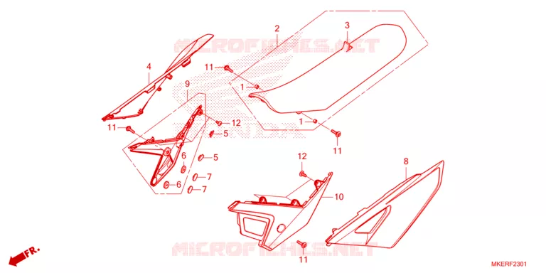 --- SEAT/SIDE COVER (CRF450RS/RWES/RXS) Honda MOTO 450 CRF 2025  CRF450RXS