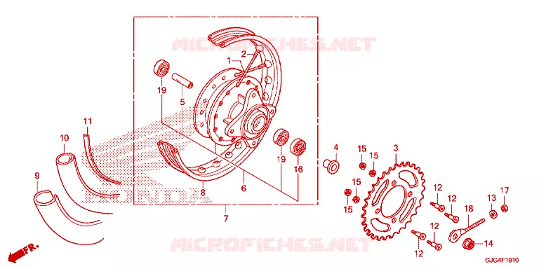 ACHTER WIEL Honda MOTO 50 CRF 2025  CRF50FS