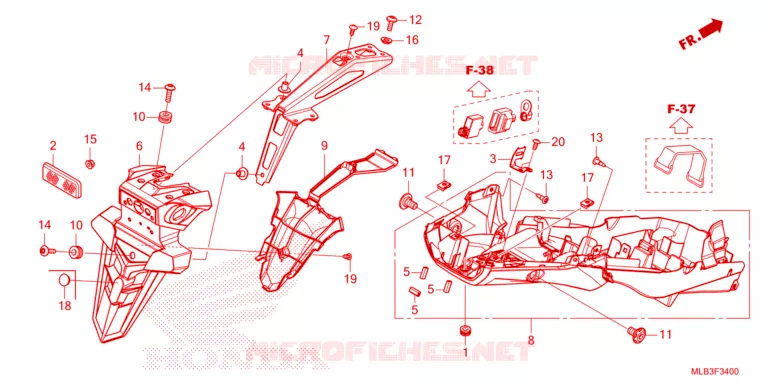 ACHTERSPATBORD  Honda MOTO 750 HORNET 2024  CB750AR