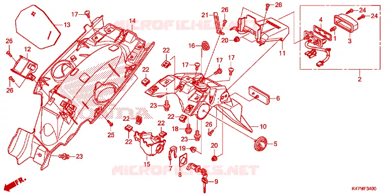 ACHTERSPATBORD  Honda MOTO 125 DASH 2022  AFP125CRFN