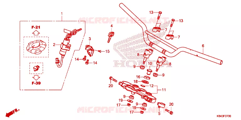 HENDEL PIJP/BOVENSTE BRUG/ STURING STANG Honda MOTO 150 CRF 2021  CRF150LL