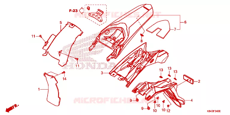 ACHTERSPATBORD  Honda MOTO 150 CRF 2022  CRF150LN