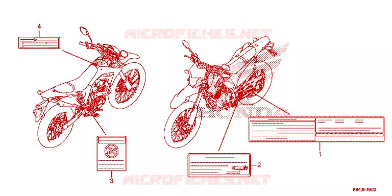 WAARSCHUWINGSLABEL Honda MOTO 150 CRF 2022  CRF150LN