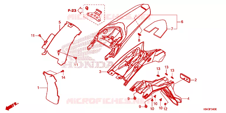 ACHTERSPATBORD  Honda MOTO 150 CRF 2024  CRF150LN