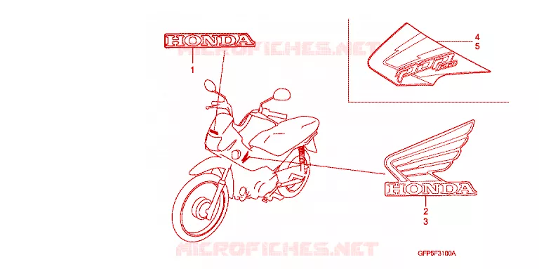 EMBLEEM/STREEP Honda MOTO 100 POP 2010  RF100A
