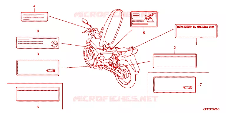 WAARSCHUWINGSLABEL Honda MOTO 100 POP 2010  RF100A