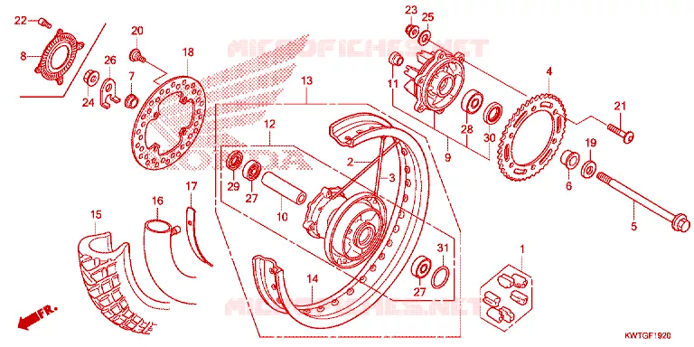 ACHTER WIEL Honda MOTO 300 XR 2017  XRE300H