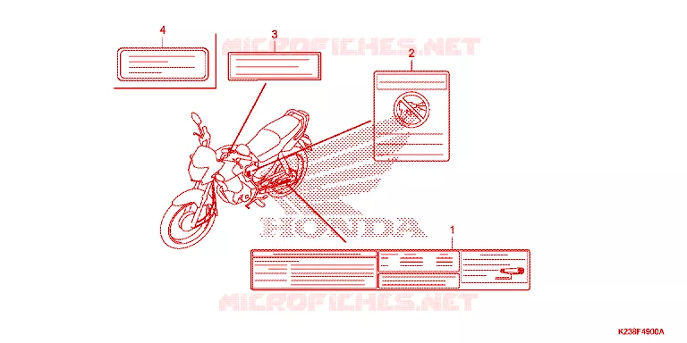 WAARSCHUWINGSLABEL Honda MOTO 110 CD 2014  CB110CE