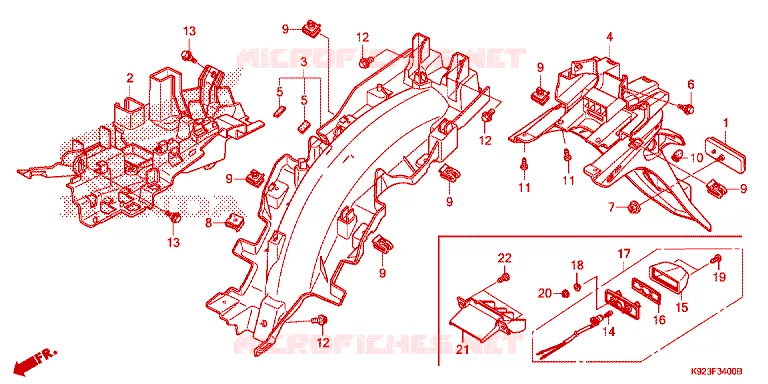 ACHTERSPATBORD  Honda MOTO 110 WAVE 2017  AFS110SPH