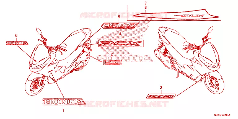 EMBLEEM/STREEP Honda SCOOTER 150 PCX 2019  WW150K