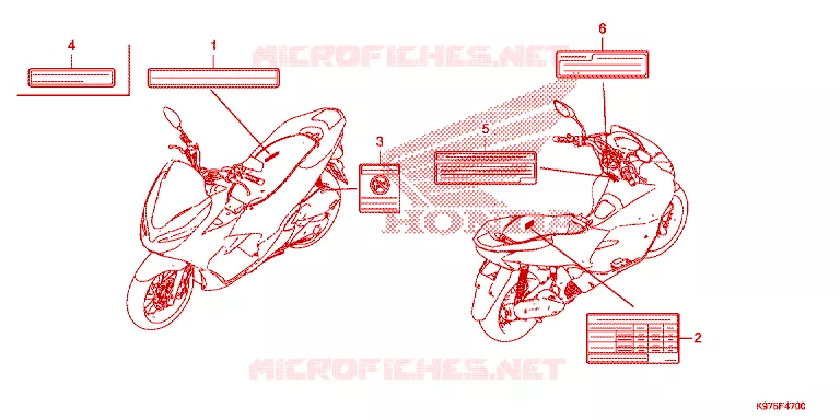 WAARSCHUWINGSLABEL Honda SCOOTER 150 PCX 2019  WW150K