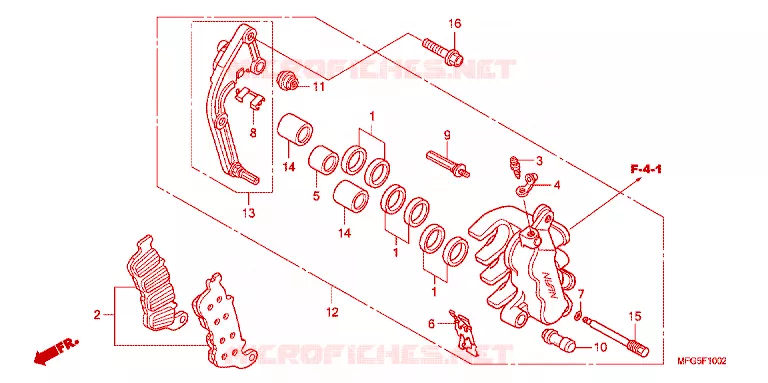 REMKLAUW VOOR LINKS Honda MOTO 600 HORNET 2013  CB600FAD_BR