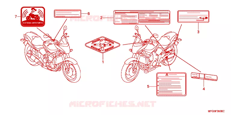 WAARSCHUWINGSLABEL Honda MOTO 600 HORNET 2013  CB600FAD_BR
