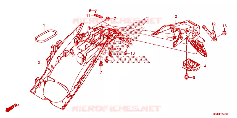 ACHTERSPATBORD  Honda MOTO 250 CB 2021  MC250AM