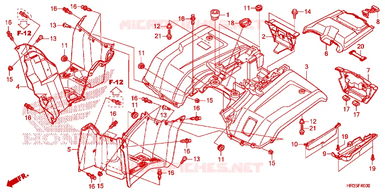 ACHTERSPATBORD  Honda ATV 420 FOURTRAX 2021  TRX420FM1H