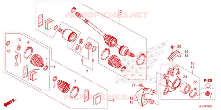 --- ARTICULATION AVANT/ARBRE PRIMAIRE AVANT Honda ATV 1000 PIONEER 2025  SXS1000M5PS