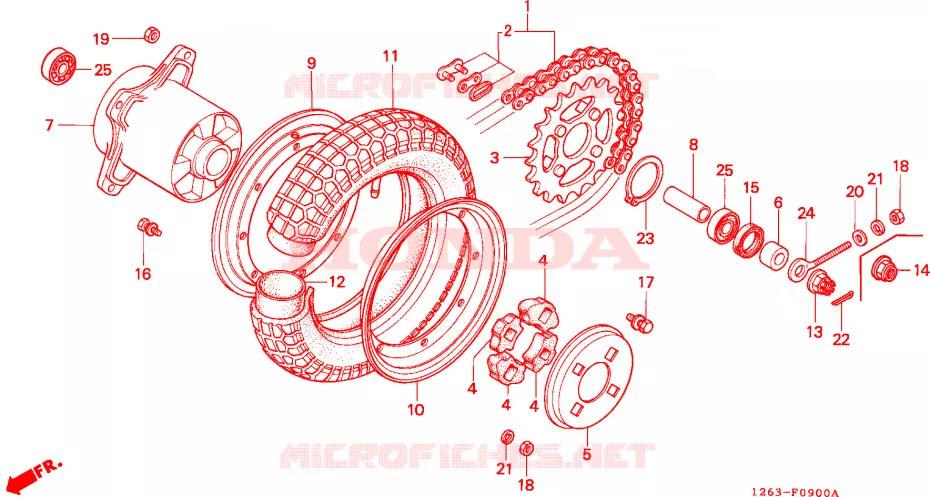 ACHTER WIEL Honda MOTO 70 DAX 1989  ST70K