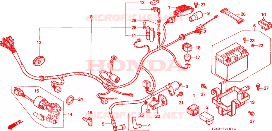 BEDRADINGSBUNDEL/ ONTSTEKINGSSPOEL/ACCU Honda MOTO 70 DAX 1990  ST70L