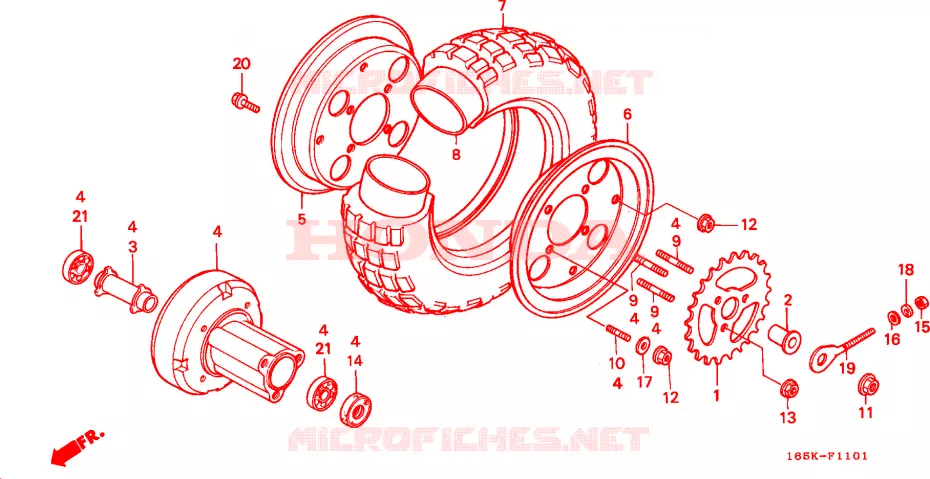ACHTER WIEL  Honda MOTO 50 MONKEY 1993  Z50JN