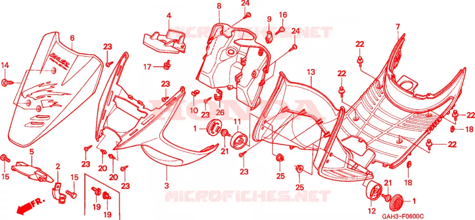 VOOR STROOMLIJNKAP/OPSTAP VLOER Honda SCOOTER 50 DIO 1995  SK50MN