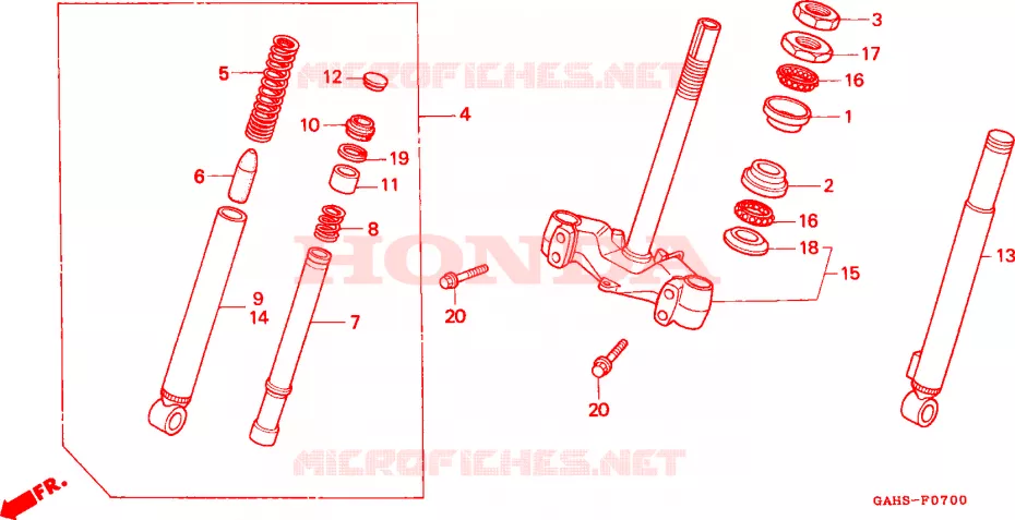 VOOR VORK/STURING STANG Honda SCOOTER 50 DIO 1993  SK50MP