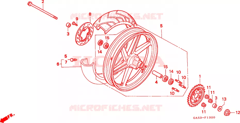 ACHTER WIEL Honda MOTO 75 NSR 1995  NSR75R