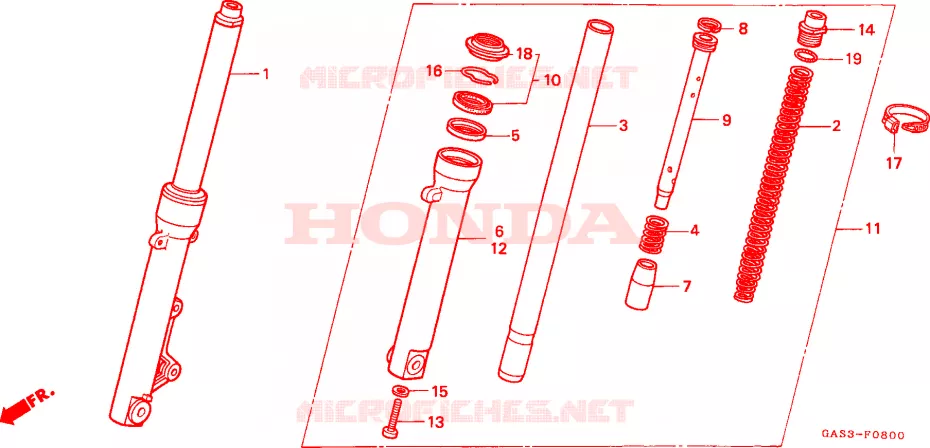 VOOR VORK Honda MOTO 75 NSR 2000  NSR75Y