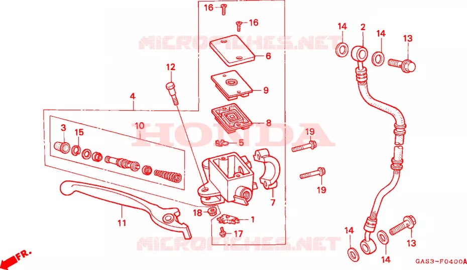 VOORREM HOOFDCILINDER Honda MOTO 75 NSR 2000  NSR75Y