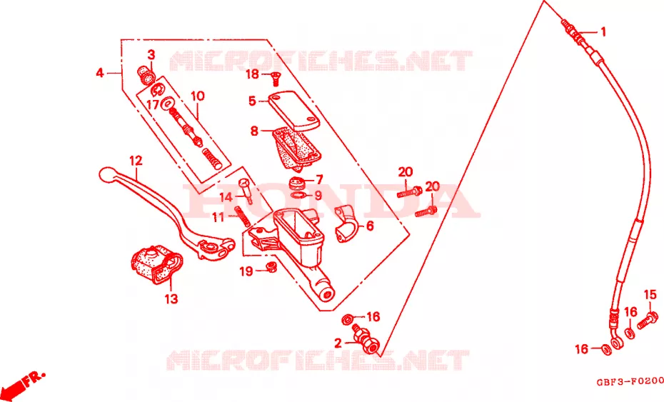 VOORREM HOOFDCILINDER(1) Honda MOTO 80 CR 1996  CR80RBT