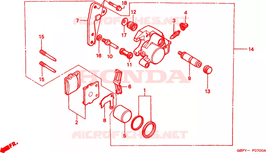 VOOR REMKLAUW Honda MOTO 80 CR 2002  CR80RB2