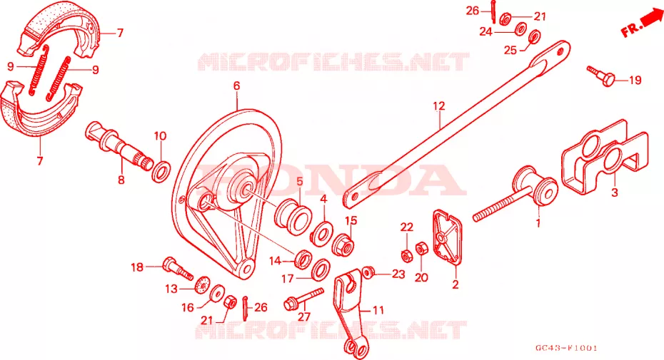 ACHTER REM PANEEL (R2F/R2G) Honda MOTO 80 CR 1986  CR80RG