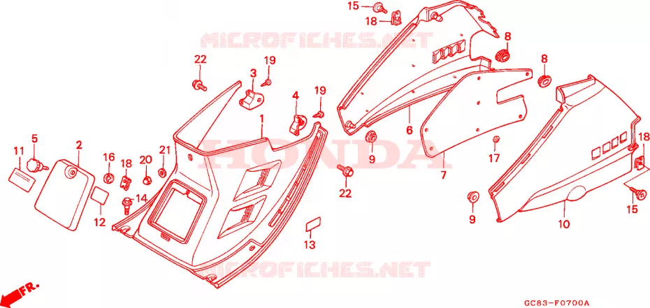 MIDDEN AFDEKKING/CHASSIS AFDEKKING Honda SCOOTER 80 LEAD 1993  NH80MDP