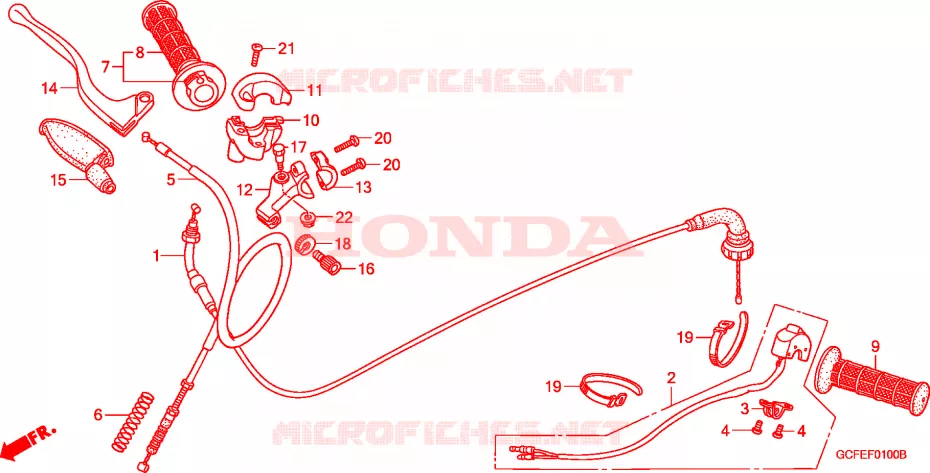 HENDEL HEFBOOM/SCHAKELAAR/KABEL Honda MOTO 70 CRF 2006  CRF70F6