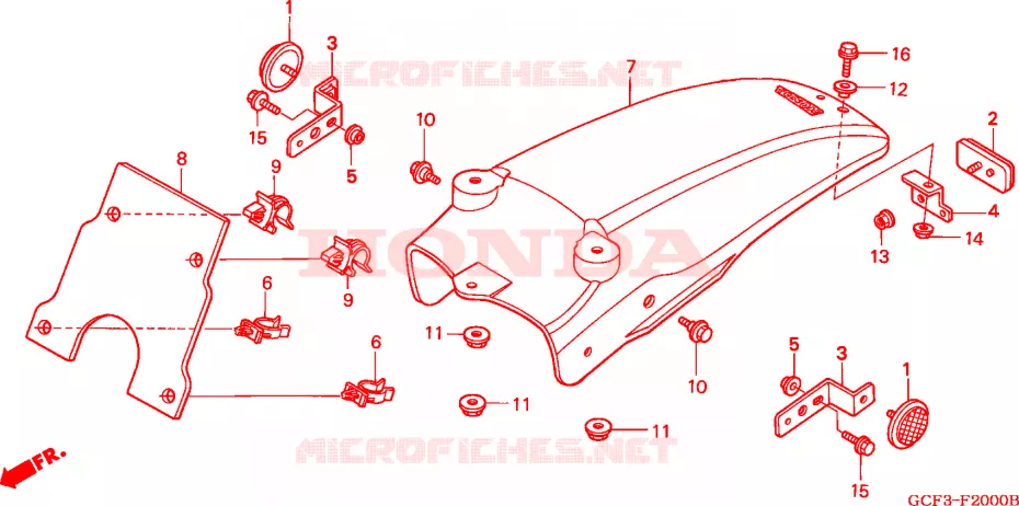 ACHTER STROOMLIJNKAP Honda MOTO 70 XR 1999  XR70RX