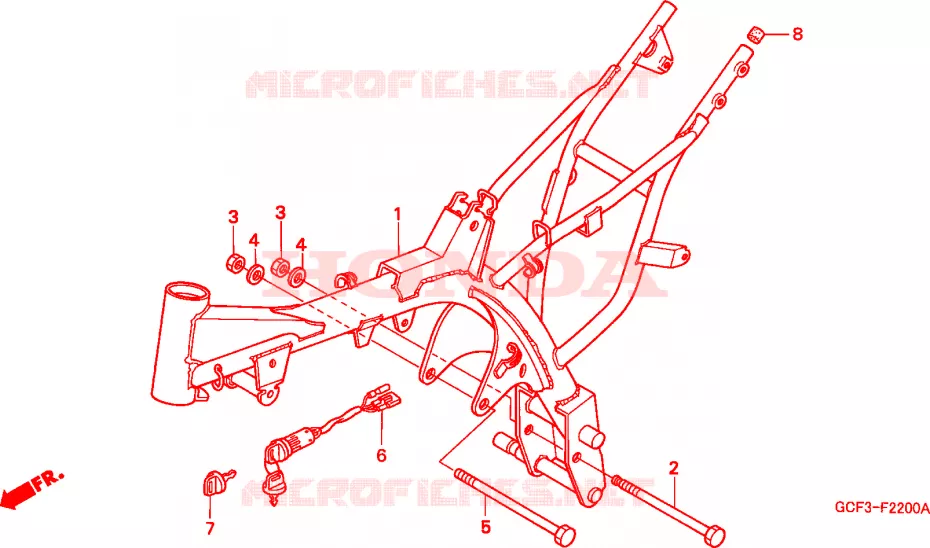 FRAME CHASSIS Honda MOTO 70 XR 1997  XR70RV