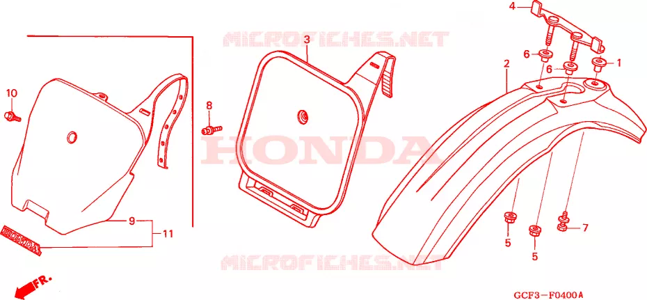 VOOR STROOMLIJNKAP Honda MOTO 70 XR 1998  XR70RW