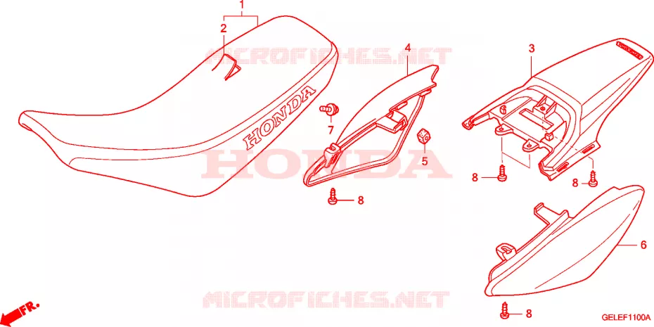 ZITTING/ACHTER STROOMLIJNKAP Honda MOTO 50 CRF 2006  CRF50F6