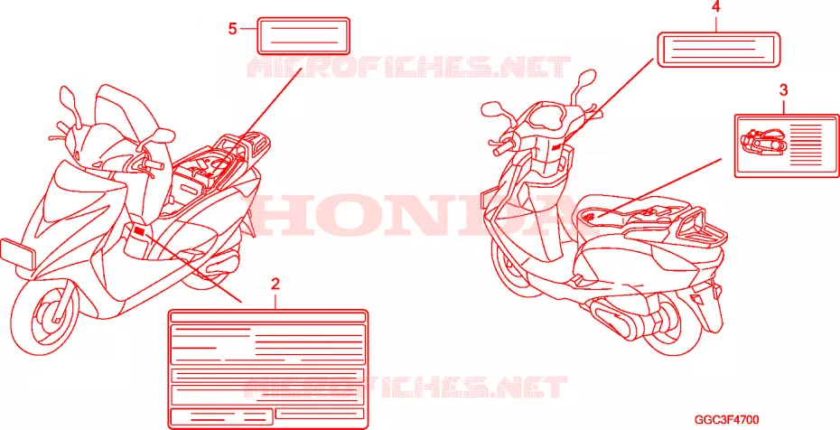 WAARSCHUWINGSLABEL Honda SCOOTER 110 SPACY 2010  SCR1104WHA