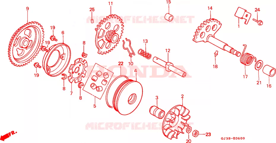 AANDRIJFFACE/ KICKSTARTER SPIL Honda SCOOTER 50 SCOOPY 1995  SH50S