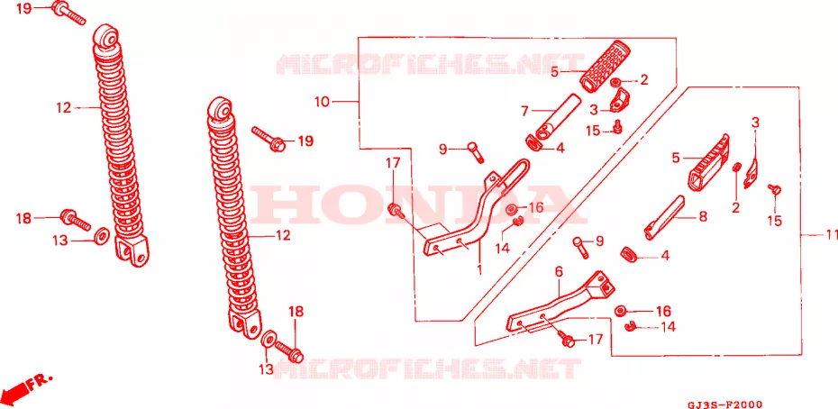 ACHTER KUSSEN/ OPSTAPPEDAAL Honda SCOOTER 50 SCOOPY 1994  SH50DP_H