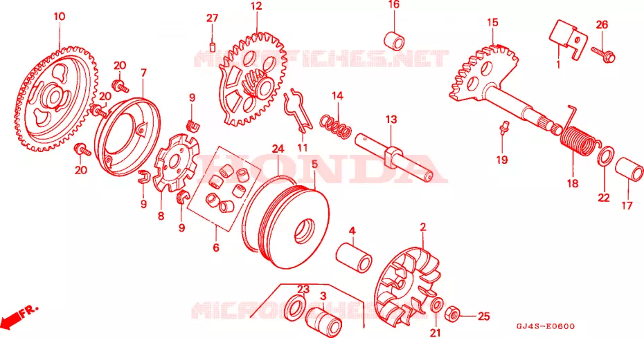 AANDRIJFFACE/KICKSTARTER KICKSTARTER SPIL Honda SCOOTER 75 SH 1993  SH75DP