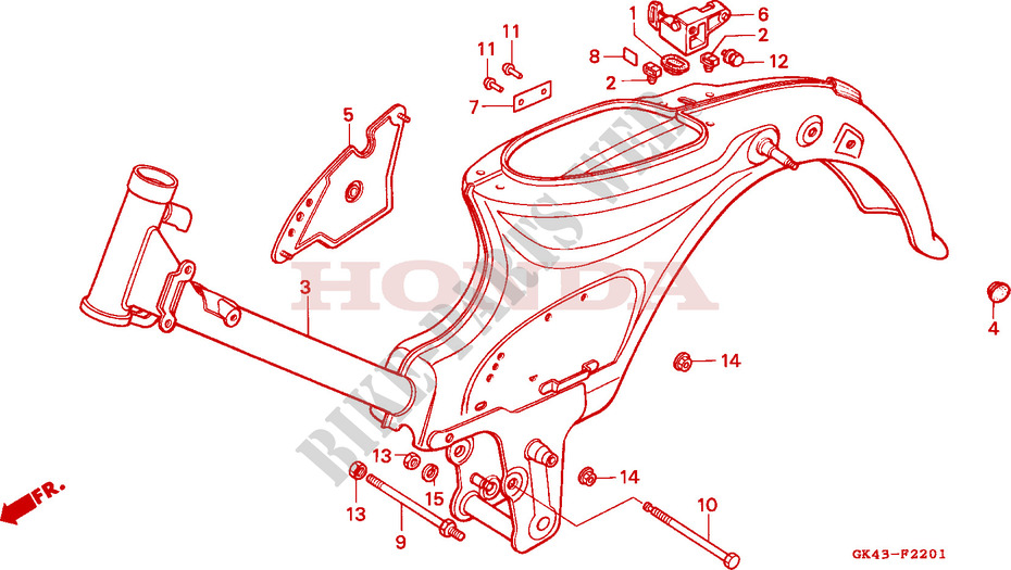 FRAME CHASSIS voor Honda CUB 50 1988