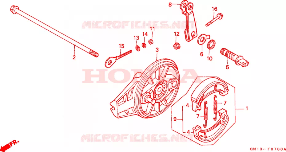ACHTER REM PANEEL Honda MOTO 80 XR 1993  XR80RP