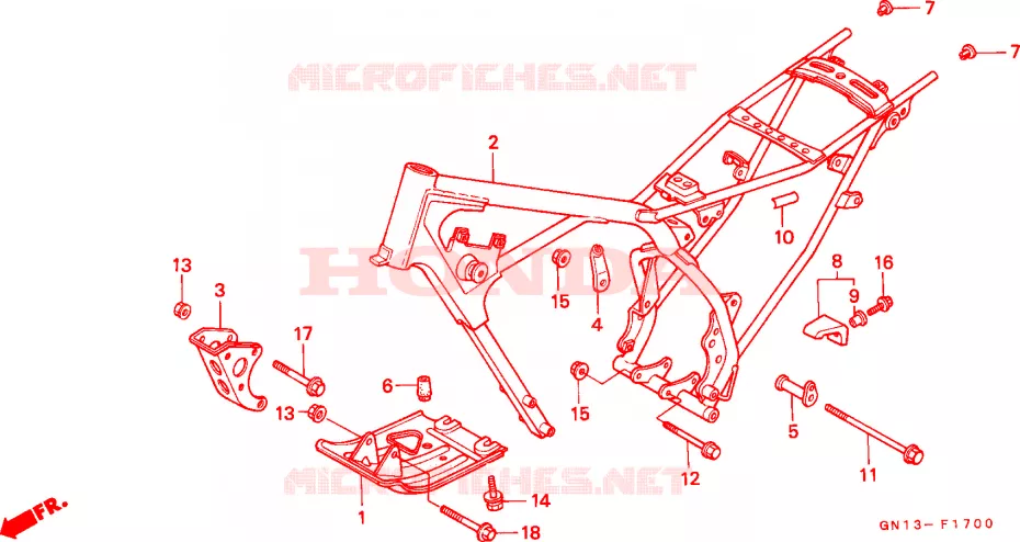 FRAME CHASSIS Honda MOTO 80 XR 1986  XR80RG