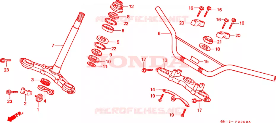 HENDEL PIJP/BOVENSTE BRUG/ STURING STANG Honda MOTO 80 XR 1990  XR80RL