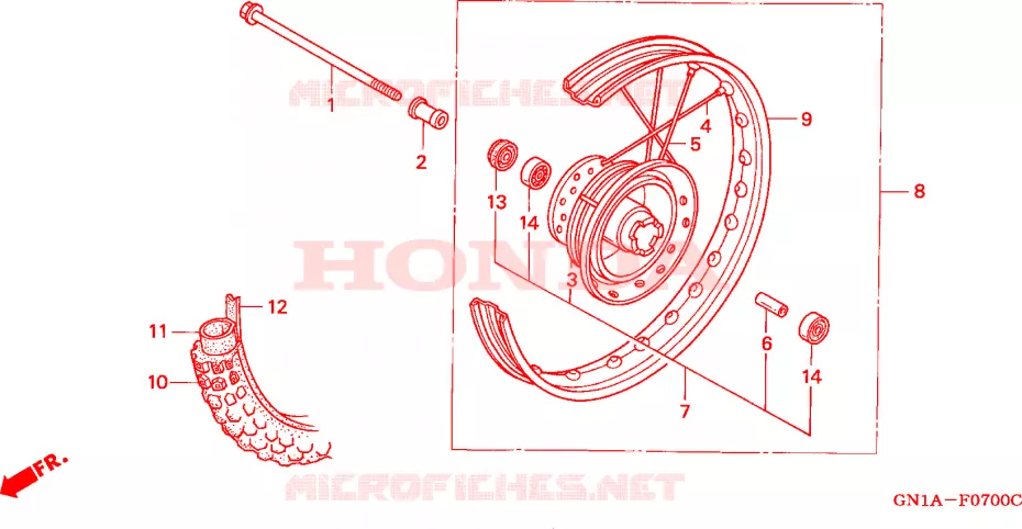 VOOR WIEL Honda MOTO 80 XR 1996  XR80RT