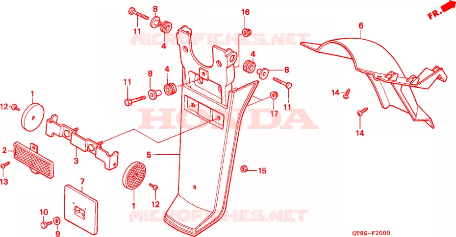 ACHTER STROOMLIJNKAP (PK50S-B/SP/MS/SS/SMS) Honda MOTO 50 WALLAROO 1997  PK50MS