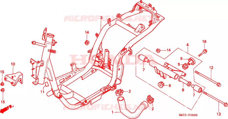 FRAME CHASSIS Honda SCOOTER 90 YUPY 1993  NH90P